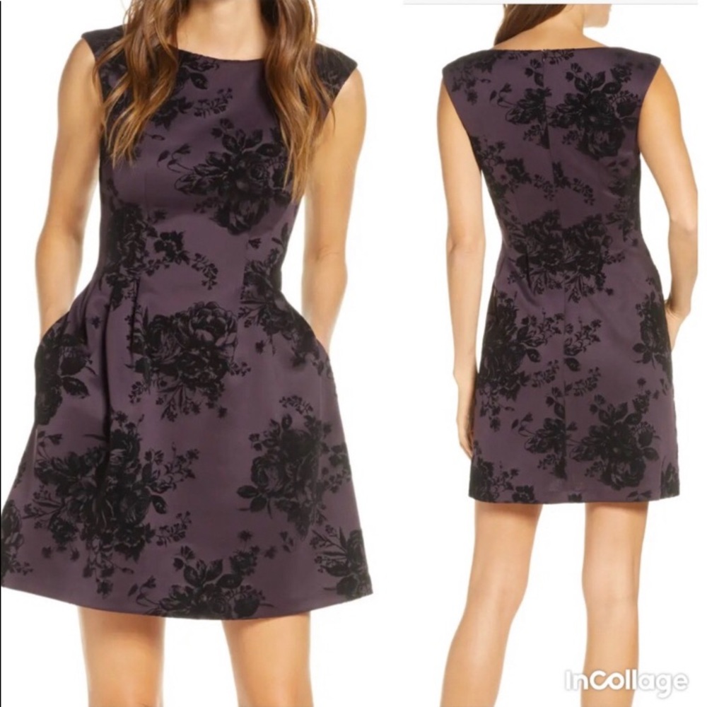 NWT Vince Camuto Flocked Scuba Fit & Flare Dress
